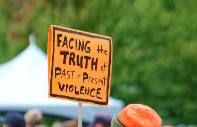 a protester holding a signage